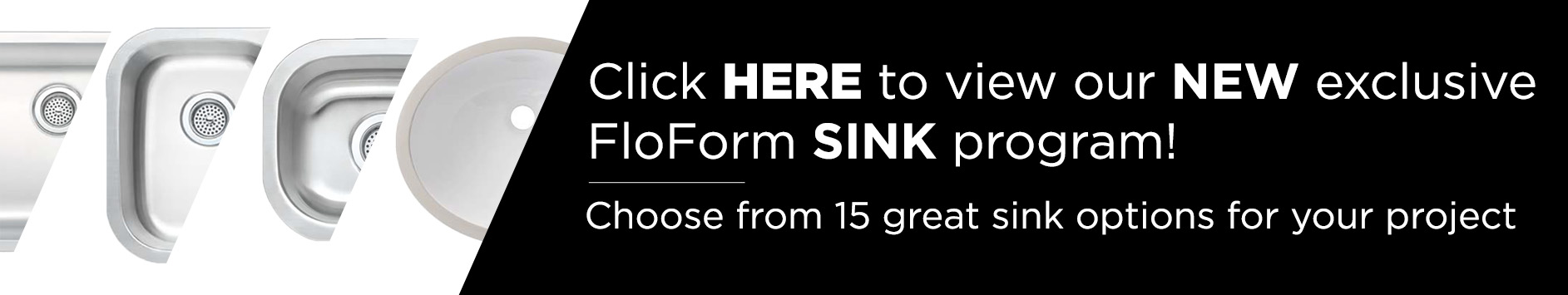 floform sink program banner shows 4 stainless steel sinks